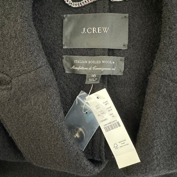 J.Crew Daphne Topcoat in Italian Boiled Wool Classic Black Long Coat Size 16 - Picture 9 of 10